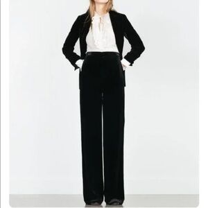 NWT Zara | Black Velvet Straight Leg Pants